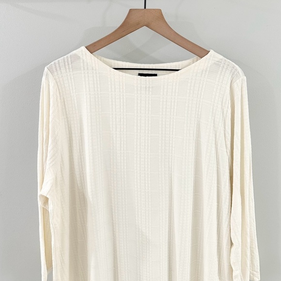 J. Jill Wearever Collection 3/4 Sleeve Textured Tunic Off-White Size XL - Picture 3 of 6